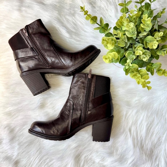 Nicole Reiny Dark Dune Leather Ankle Bootie with Block Heel Size 7.5 - Picture 5 of 12